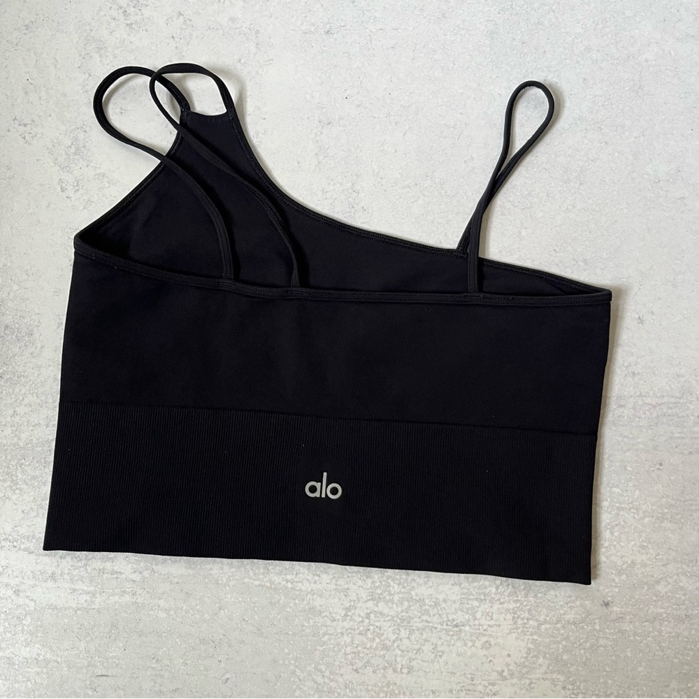 Alo Seamless Long Line Bra Medium Black - Picture 3 of 4
